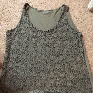 Loft green lace tank top